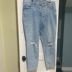 Old Navy Light Blue Ankle Jeans with Distressed Details